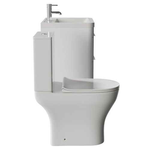 Oslo Gloss White 1150mm Wall Mounted Vanity and Jubilee Toilet Suite with Anya Basin View from Side