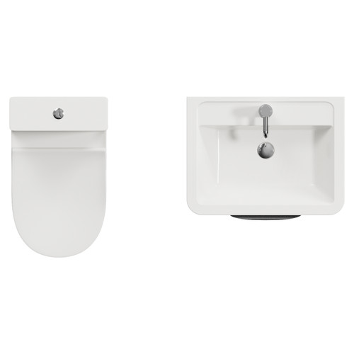 Oslo Gloss White 1150mm Wall Mounted Vanity and Jubilee Toilet Suite with Anya Basin View from Top