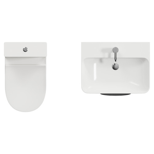 Oslo Gloss White 1150mm Wall Mounted Vanity and Jubilee Toilet Suite with Fina Basin View from Top