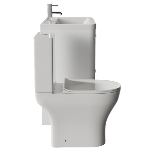 Oslo Gloss White 1350mm Vanity and Jubilee Toilet Suite with Anya Basin View from Side