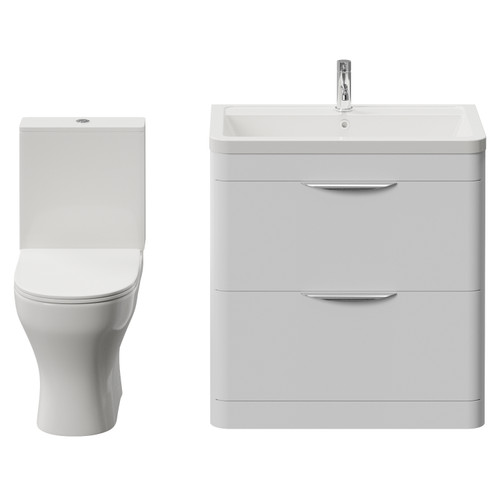 Oslo Gloss White 1350mm Vanity and Jubilee Toilet Suite with Leni Basin View from Front