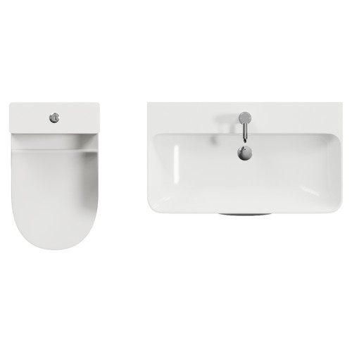Oslo Gloss White 1350mm Wall Mounted Vanity and Jubilee Toilet Suite with Fina Basin View from Top
