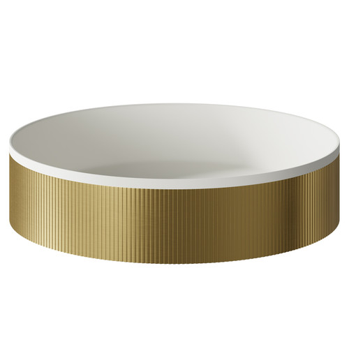 Helix Brushed Brass 360mm x 360mm Round Countertop Basin Left Hand View