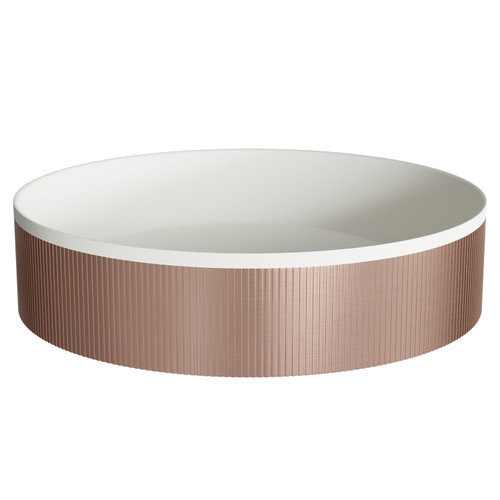 Helix Brushed Bronze 360mm x 360mm Round Countertop Basin Side View