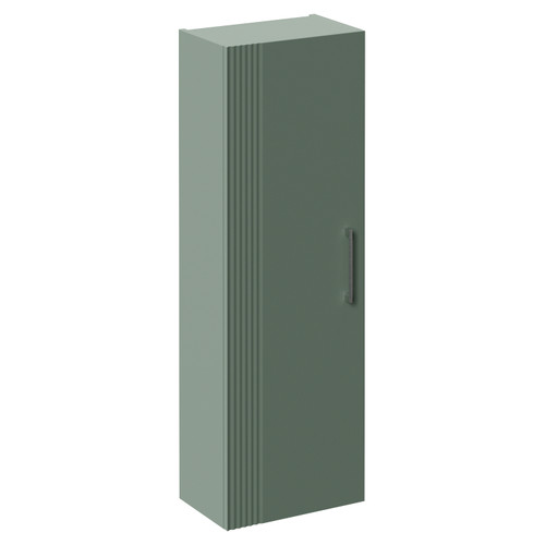 Avant Satin Green 400mm x 1200mm Wall Mounted Single Door Storage Unit Left Hand View