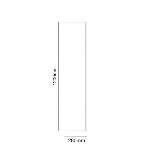 Avant Satin Anthracite 400mm x 1200mm Wall Mounted Single Door Storage Unit Dimensions Side View