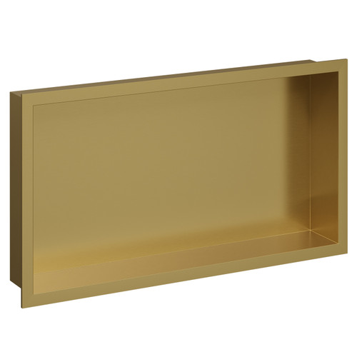 Recess Brushed Brass 300mm x 600mm Metal Niche Left Hand View