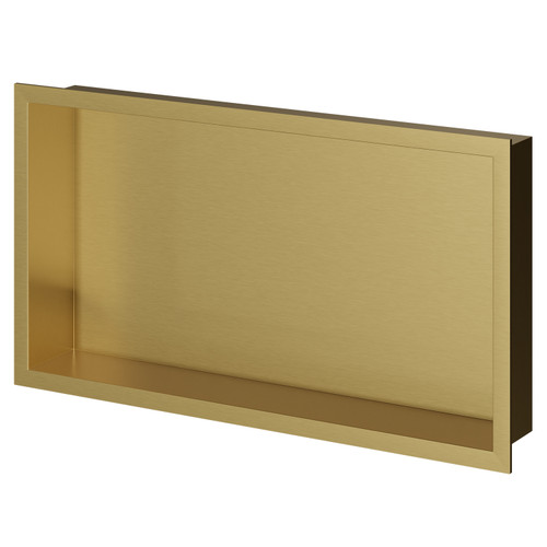Recess Brushed Brass 300mm x 600mm Metal Niche Right Hand View