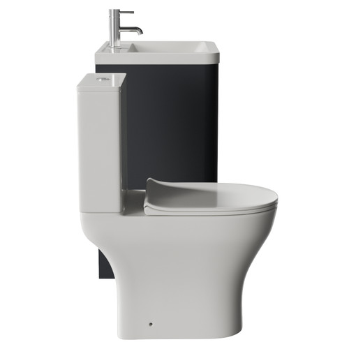 Vela 460 Satin Anthracite 600mm 2 Door Vanity Unit and Jubilee  Toilet Suite with Anya Basin View from Side