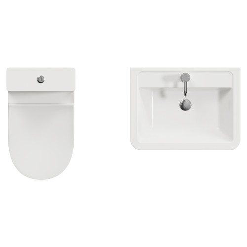 Vela 460 Satin Anthracite 600mm 2 Door Vanity Unit and Jubilee  Toilet Suite with Anya Basin Top View