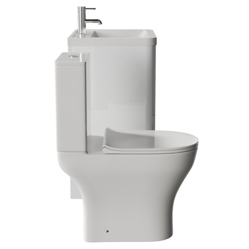 Vela 460 Gloss White 600mm 2 Drawer Vanity Unit and Jubilee Toilet Suite with Anya Basin View from Side