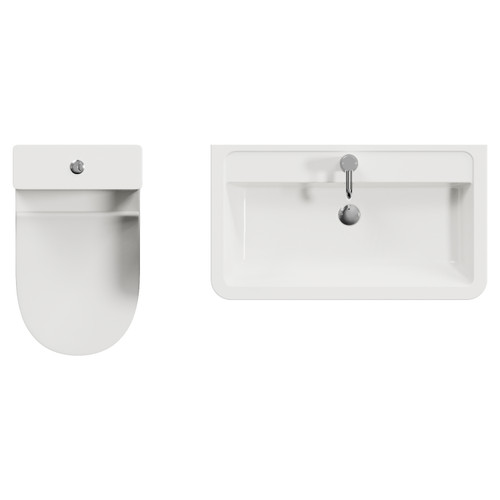 Vela 460 Satin Anthracite 800mm Wall Mounted 2 Drawer Vanity Unit and Jubilee Toilet Suite with Anya Basin Top View