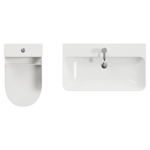 Vela 460 Gloss White 800mm 2 Drawer Vanity Unit and Jubilee Toilet Suite with Fina Basin Top View