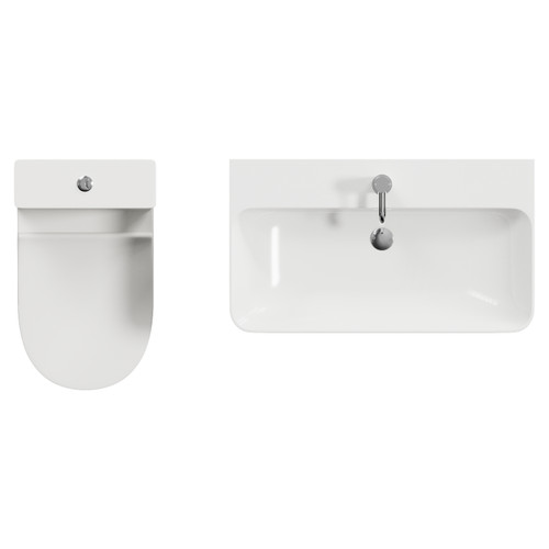 Vela 460 Gloss White 800mm Wall Mounted Single Drawer Vanity Unit and Jubilee Toilet Suite with Fina Basin Top View