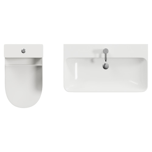 Vela 460 Satin White 800mm Wall Mounted Single Drawer Vanity Unit and Jubilee Toilet Suite with Fina Basin Top View
