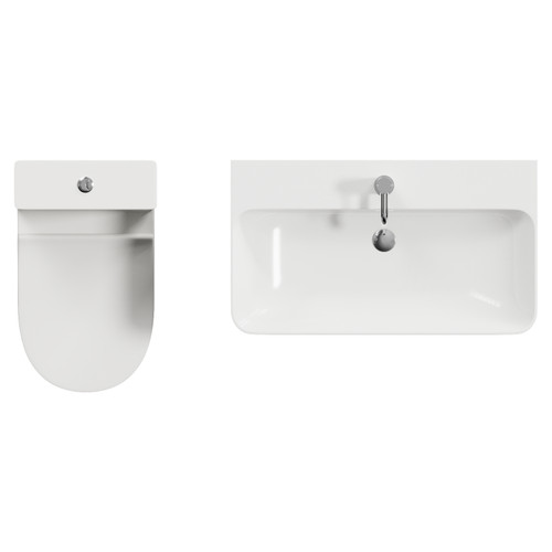 Vela 460 Satin Anthracite 800mm Wall Mounted Single Drawer Vanity Unit and Jubilee Toilet Suite with Fina Basin Top View