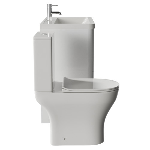 Vela 450 Gloss White 800mm 2 Drawer Vanity Unit and Jubilee Toilet Suite with Leni Basin Side View