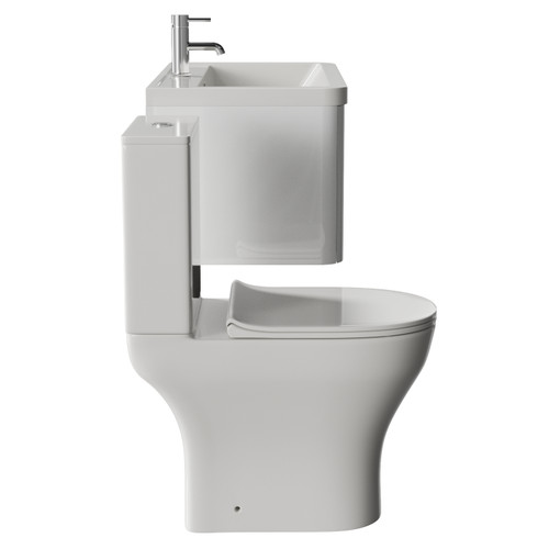 Vela 450 Gloss White 800mm Wall Mounted Single Drawer Vanity Unit and Jubilee Toilet Suite with Leni Basin View from Side