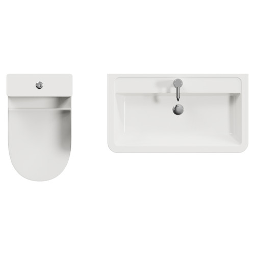 Vela 450 Satin Anthracite 800mm Wall Mounted Single Drawer Vanity Unit and Jubilee Toilet Suite with Leni Basin Top View