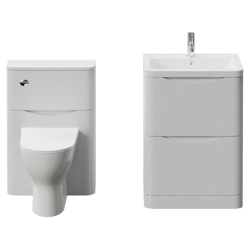 Vela 460 Satin White 1150mm 2 Drawer Vanity Unit and Toilet Suite with Anya Basin Front View