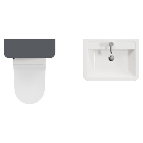 Vela 460 Satin Anthracite 1150mm Wall Mounted 2 Drawer Vanity Unit and Toilet Suite with Anya Basin Top View