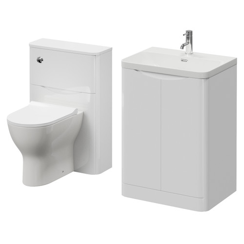 Vela 460 Gloss White 1150mm 2 Door Vanity Unit and Toilet Suite with Fina Basin Right Hand View