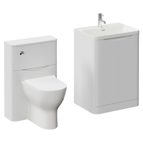 Vela 460 Satin White 1150mm 2 Door Vanity Unit and Toilet Suite with Fina Basin Left Hand View