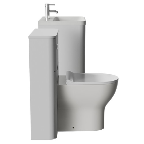 Vela 460 Satin White 1150mm 2 Door Vanity Unit and Toilet Suite with Fina Basin Side View