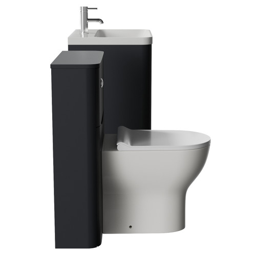 Vela 460 Satin Anthracite 1150mm 2 Door Vanity Unit and Toilet Suite with Fina Basin Side View