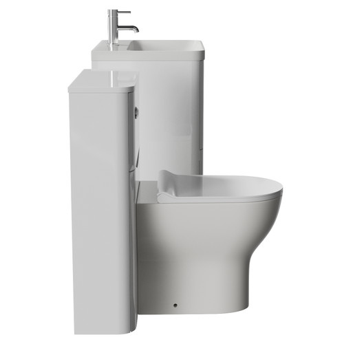 Vela 460 Gloss White 1150mm 2 Drawer Vanity Unit and Toilet Suite with Fina Basin Side View