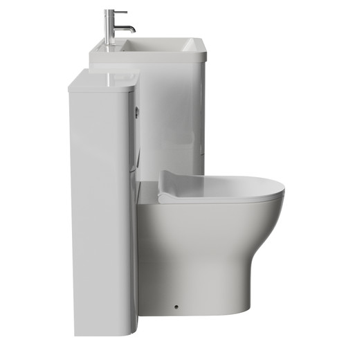 Vela 460 Gloss White 1350mm 2 Drawer Vanity Unit and Toilet Suite with Anya Basin Side View