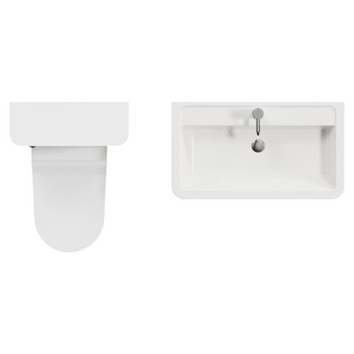 Vela 460 Gloss White 1350mm 2 Drawer Vanity Unit and Toilet Suite with Anya Basin Top View