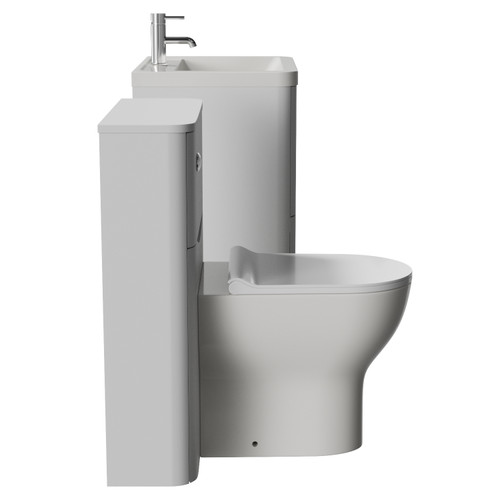 Vela 450 Satin White 600mm 2 Drawer Vanity Unit and Toilet Suite with Leni Basin Side View