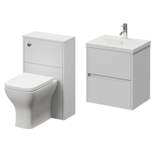 Montego Satin White 1000mm Wall Mounted Vanity Unit and Toilet Suite with Glide Basin Right Hand View