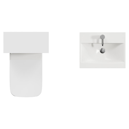 Montego Satin White 1000mm Wall Mounted Vanity Unit and Toilet Suite with Glide Basin Top View