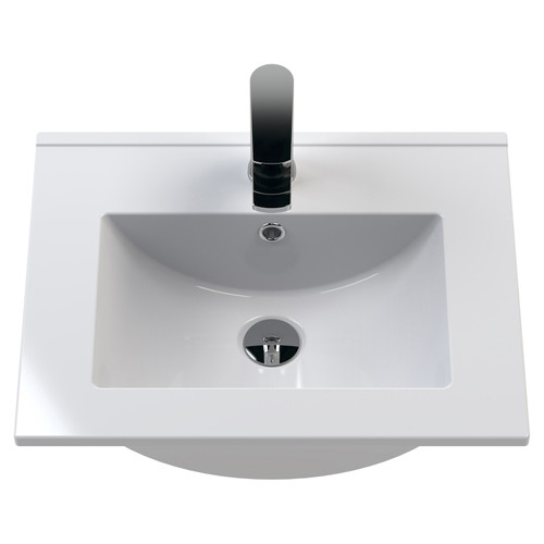 Nuie Athena Anthracite Woodgrain 500mm Wall Hung 2 Drawer Vanity Unit with 18mm Profile Basin - ATH018B Basin