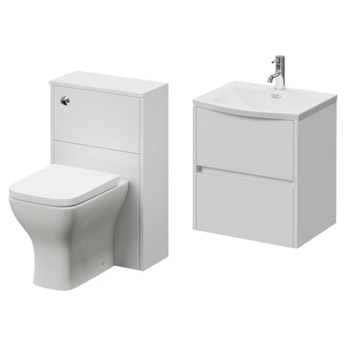 Montego Gloss White 1000mm Wall Mounted Vanity Unit and Toilet Suite with Arc Basin Right Hand View