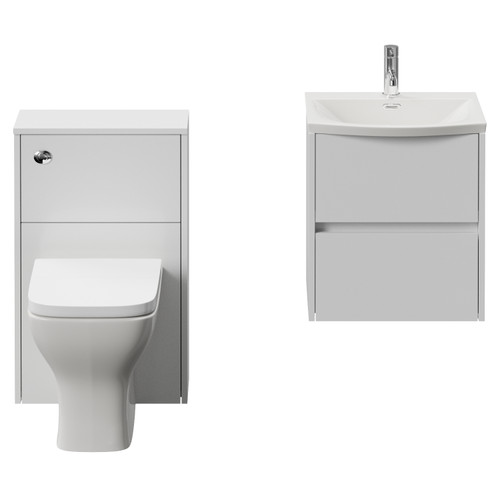 Montego Gloss White 1000mm Wall Mounted Vanity Unit and Toilet Suite with Arc Basin Front View