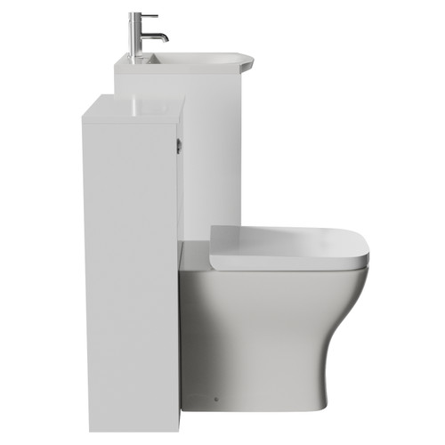 Montego Gloss White 1000mm Wall Mounted Vanity Unit and Toilet Suite with Arc Basin Side View