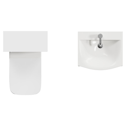 Montego Gloss White 1000mm Wall Mounted Vanity Unit and Toilet Suite with Arc Basin Top View