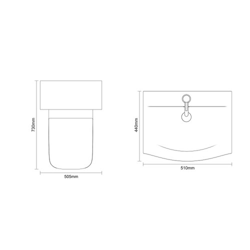 Montego Gloss White 1000mm Wall Mounted Vanity Unit and Toilet Suite with Arc Basin Dimensions Top