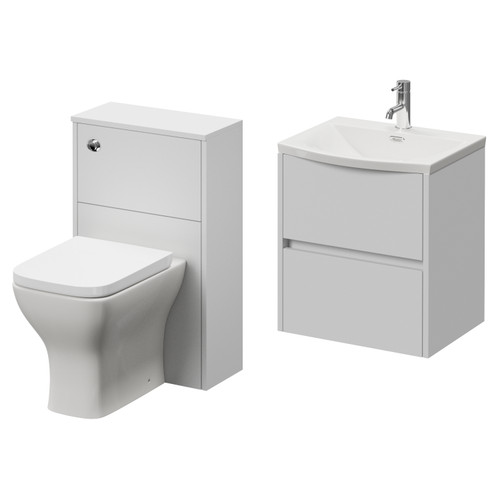 Montego Satin White 1000mm Wall Mounted Vanity Unit and Toilet Suite with Arc Basin Right Hand View