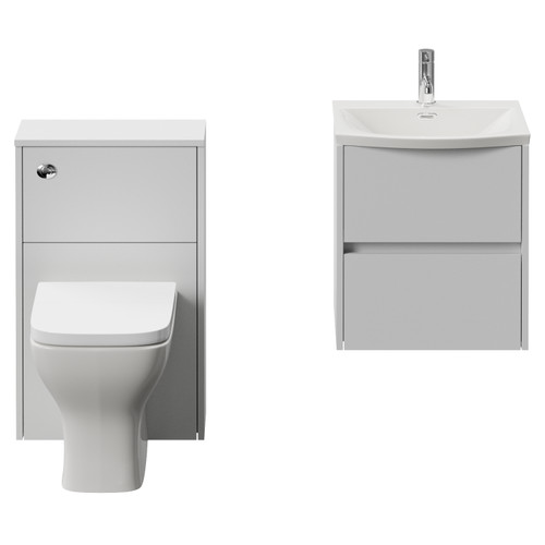 Montego Satin White 1000mm Wall Mounted Vanity Unit and Toilet Suite with Arc Basin Front View