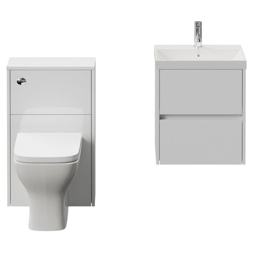 Montego Gloss White 1000mm Wall Mounted Vanity Unit and Toilet Suite with Rimini Basin Front View