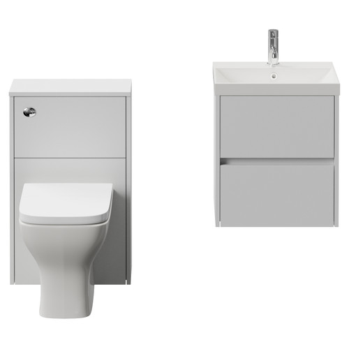 Montego Satin White 1000mm Wall Mounted Vanity Unit and Toilet Suite with Rimini Basin Front View