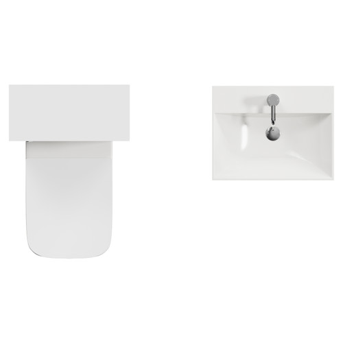 Montego Satin White 1000mm Wall Mounted Vanity Unit and Toilet Suite with Rimini Basin Top View