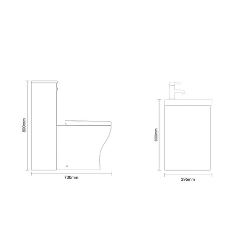 Montego Satin White 1000mm Wall Mounted Vanity Unit and Toilet Suite with Rimini Basin Dimensions Side