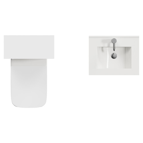 Montego Gloss White 1000mm Wall Mounted Vanity Unit and Toilet Suite with Angel Basin Top View