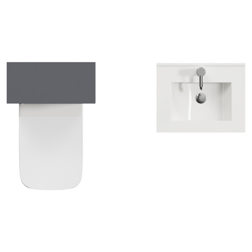 Montego Graphite Grey 1000mm Wall Mounted Vanity Unit and Toilet Suite with Angel Basin Top View