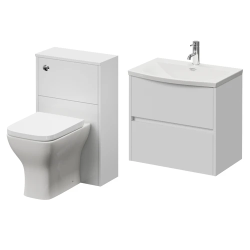 Montego Gloss White 1100mm Wall Mounted Vanity Unit and Toilet Suite with Arc Basin Right Hand View